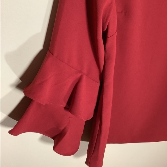 J CREW RUFFLED SLEEVES RED BLOUSE TALL NWT - Picture 4 of 8